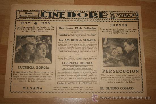 Cine: PROGRAMA ORIGINAL DE URUGUAY DEL CINE DORE DE LA CONDESA ALEXANDRA - MARLENE DIETRICH - Foto 1