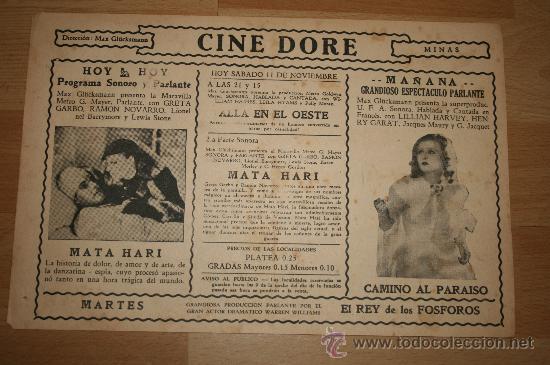 Cine: PROGRAMA DE URUGUAY DE MATA HARI DE GRETA GARBO - Foto 1