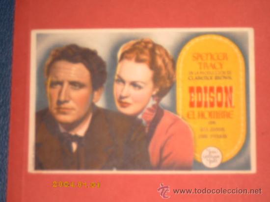 Foglietti di film di film antichi di cinema: EDISON EL HOMBRE, SPENCER TRACY, SIN PUBLICIDAD PERO IMPECABLE