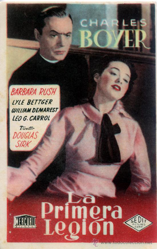 Cine: LA PRIMERA LEGION 1951 (FOLLETO DE MANO ORIGINAL) CHARLES BOYER - BARBARA RUSH