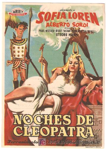 Cine: NOCHES DE CLEOPATRA PROGRAMA SENCILLO ARIET SOFIA LOREN ALBERTO SORDI - Foto 1