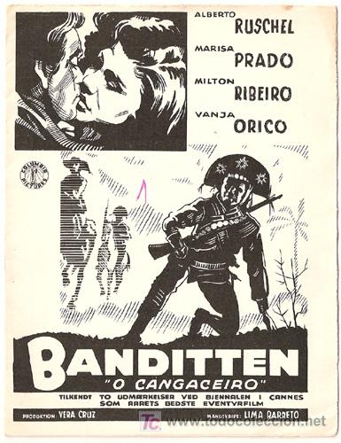  Flyers Publicitaires de films Anciens: CANGACEIRO PROGRAMA DOBLE DANES CINE BRASILE&Ntilde;O LIMA BARRETO