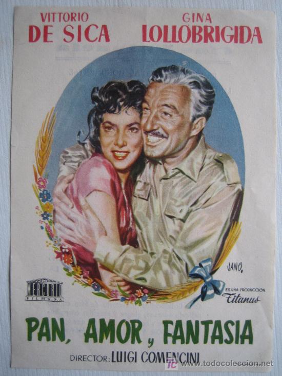  Foglietti di film di film antichi di cinema: Folleto de mano - pan amor y fantasia - mercurio - gina lollobrigida vittorio de sica jano