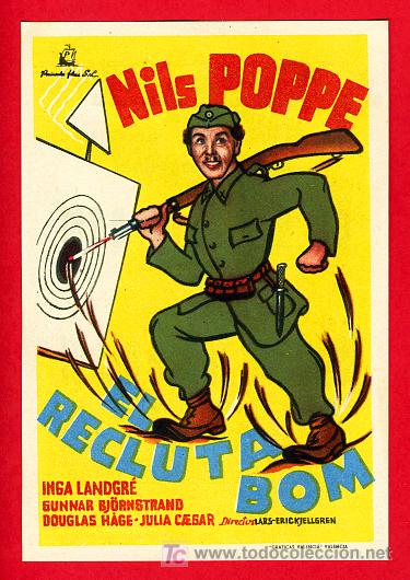  Flyers Publicitaires de films Anciens: EL RECLUTA BOM , SENCILLO CON CINE GRAN VIA VALENCIA , PMD 664