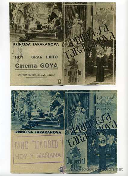 Cinema: PRINCESA TARAKANOVA, con Annie Vernay.
