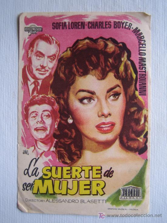 Cine: Folleto de mano - la suerte de ser mujer - mercurio sofia sophia loren mastroinanni charles boyer