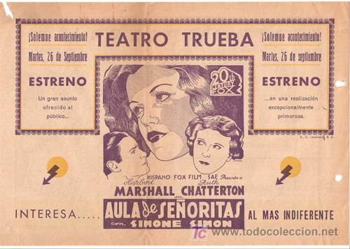 Cine: PTCC 401 AULA DE SE&Ntilde;ORITAS PROGRAMA LOCAL HERBERT MARSHALL SIMONE SIMON TYRONE POWER RUTH CHATTERTON - Foto 1