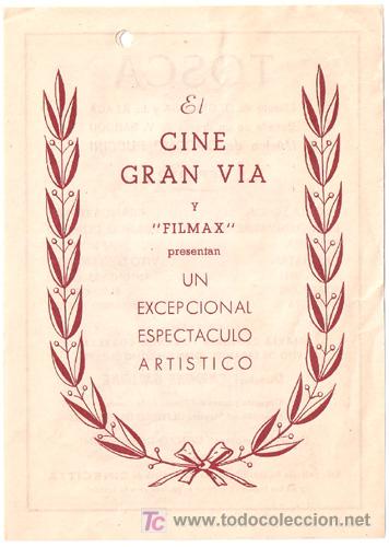 Cine: PTCC 415 TOSCA PROGRAMA DOBLE FILMAX CARMINE GALLONE raro B - Foto 1