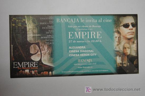  Foglietti di film di film antichi di cinema: empire dos mundos chocan - invitacion preestreno - john leguizamo publicidad bancaja denise richads