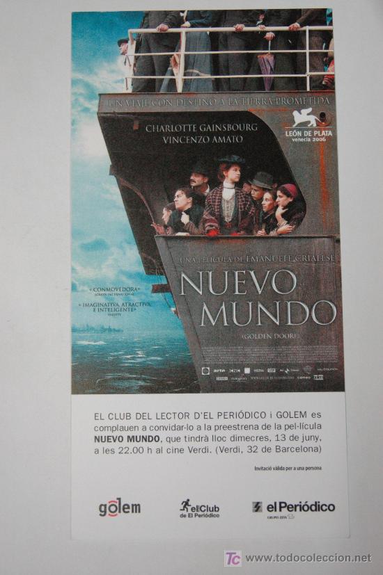 Cine: nuevo mundo - invitacion al preestreno - charlotte gainsbourg vincenzo amato