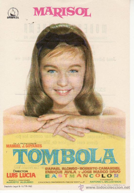 Cine: TOMBOLA. MARISOL. A&Ntilde;O 1962 PROGRAMAS DE CINE- &iexcl;COLECCIONALOS! - Foto 1