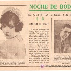 Cine: NOCHE DE BODAS 1927 PROGRAMA DOBLE LOCAL HARRISON FORD MARIE PREVOST. Lote 13315151