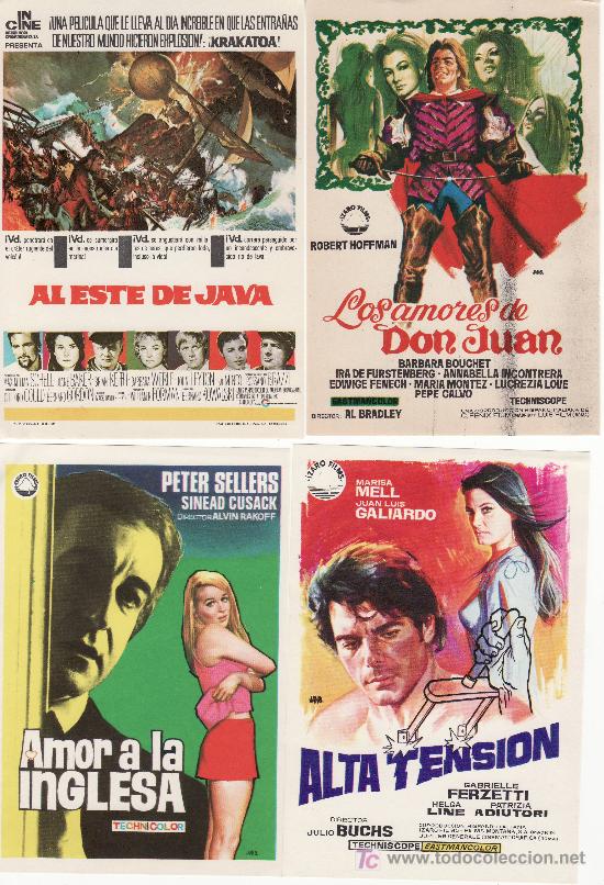 Cine: LOTE DE 4 PROGRAMAS DE CINE-ALTA TENSION,AMOR A LA INGLESA,AL ESTE DE JAVA ,LOS AMORES DE DON JUAN. - Foto 1