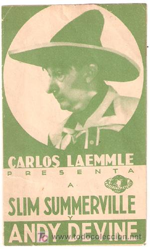 Cine: PTCC 405 CABALLEROS RUSTICOS PROGRAMA DOBLE verde UNIVERSAL SLIM SUMMERVILLE ANDY DEVINE - Foto 1
