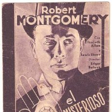 Cine: EL MISTERIOSO SR. X PROGRAMA TARJETA MGM ROBERT MONTGOMERY