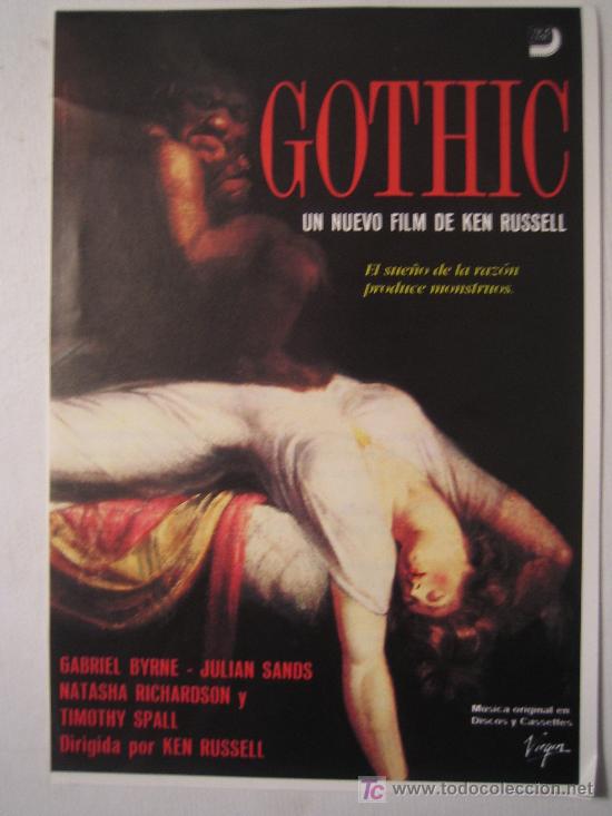 Cine: gothic - ken russell - folleto de mano - Foto 1