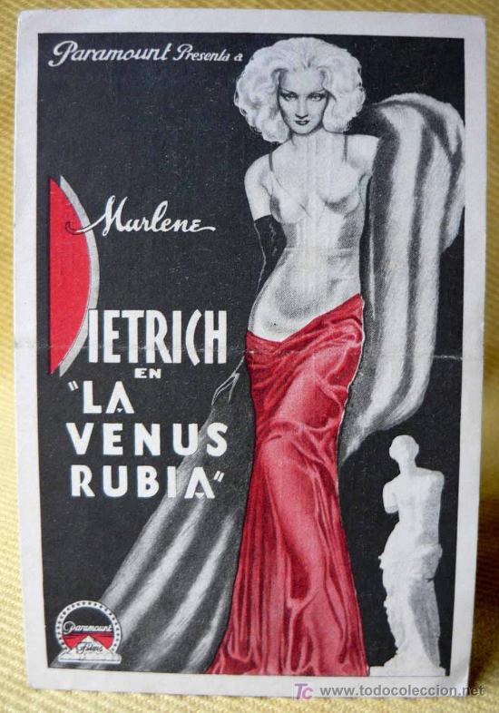 Cine: LA VENUS RUBIA (BLONDE VENUS), PROGRAMA CINE, PARAMOUNT, MARLENE DIETRICH, 1932 - Foto 1