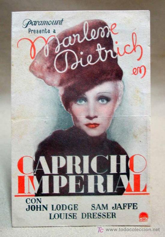 Cine: CAPRICHO IMPERIAL (The Scarlet Empress), PROGRAMA CINE DOBLE, PARAMOUNT, MARLENE DIETRICH, 1935