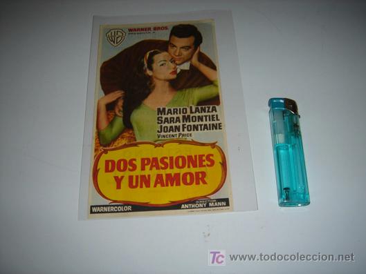 Cine: folleto de mano de la pelicula dos pasiones y un amor