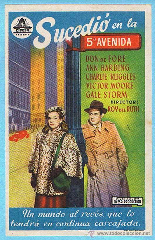 Cine: SUCEDI&Oacute; EN LA 5&ordf; AVENIDA. DON DE FORE, ANN HARDING. DIR ROY DEL RUTH - Foto 1