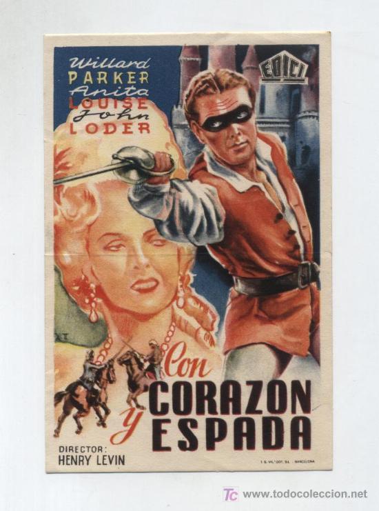 Cine: Con coraz&oacute;n y espada. Sencillo de Edici. - Foto 1