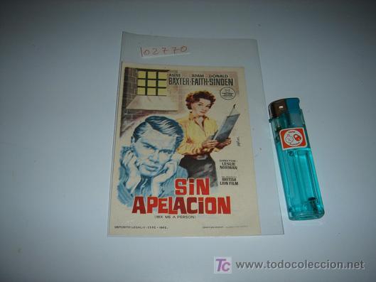 Cine: folleto de mano de la pelicula sin apelacion