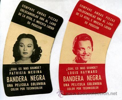 Kino: 2 programas de mano pel&iacute;cula BANDERA NEGRA, distribuidora COLUMBIA troquelados sin publicidad