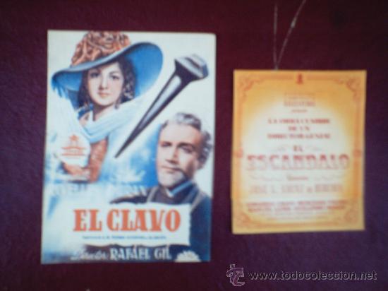 Foglietti di film di film antichi di cinema: 2 PROGRAMAS DE PEL&Iacute;CULAS DE OBRAS DE PEDRO ANTONIO DE ALARC&Oacute;N. EL CLAVO Y EL ESC&Aacute;NDALO