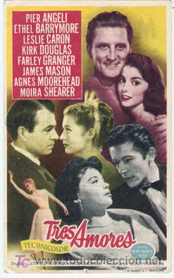 Cinema: TRES AMORES - PIER ANGELI, ETHEL BARRYMORE, LESLIE CARON, KIRK DOUGLAS, JAMES MASON - CINE MODERNO
