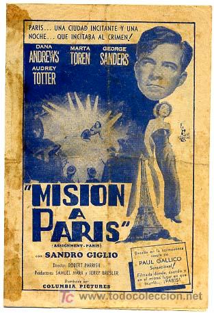 Foglietti di film di film antichi di cinema: MISION A PARIS  , DOBLE , CUBANO ,  CUBA  , PM10.353