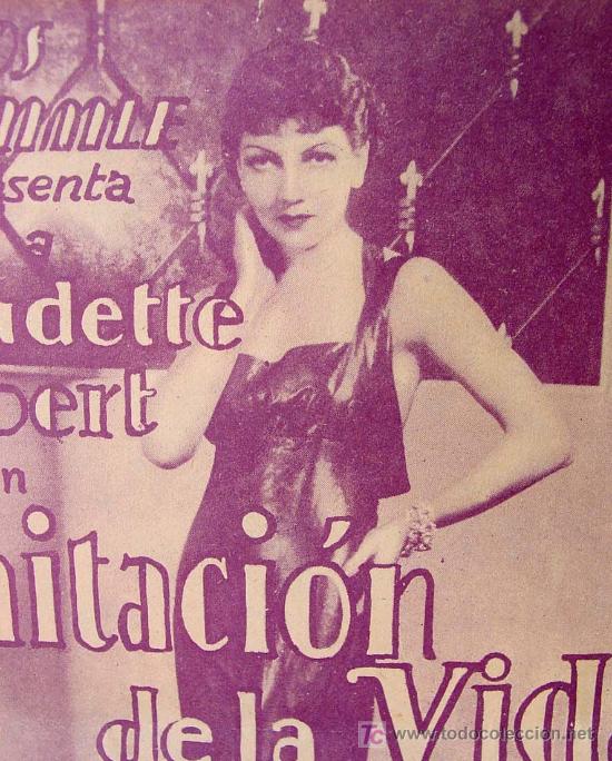 Cine: IMITACION DE LA VIDA, UNIVERSAL, PROGRAMA CINE, DOBLE, CLAUDETTE COLBERT, 1930s - Foto 1