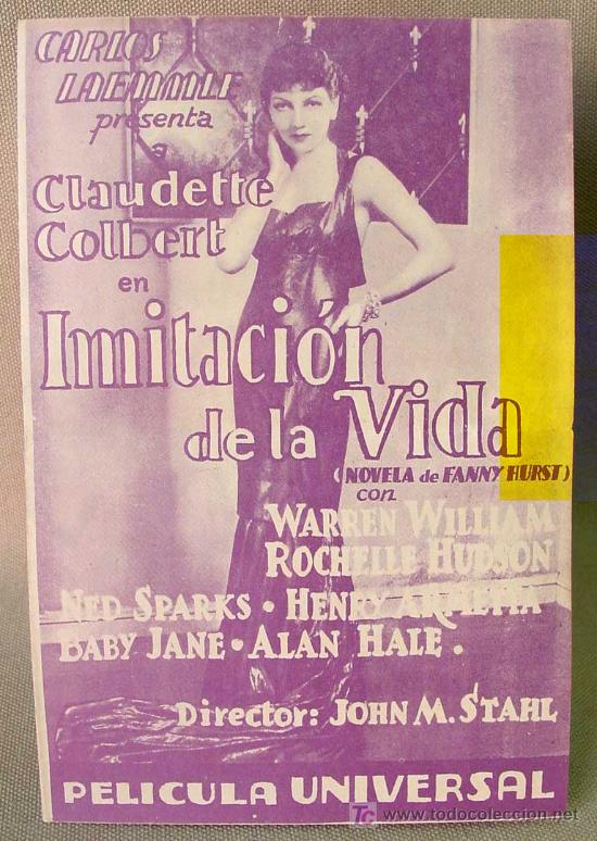 Cine: IMITACION DE LA VIDA, UNIVERSAL, PROGRAMA CINE, DOBLE, CLAUDETTE COLBERT, 1930s - Foto 3