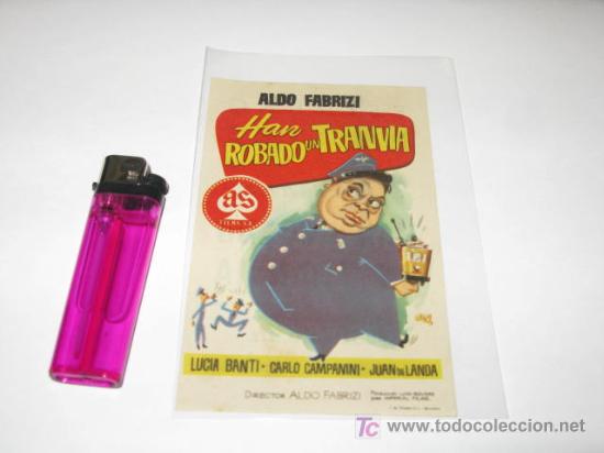 Cine: folleto de mano de la pelicula han robado un tranvia
