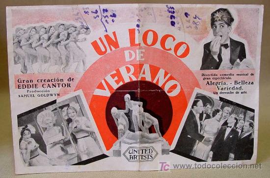 Flyers Publicitaires de Films Anciens: UN LOCO DE VERANO, (PALMY DAYS), PROGRAMA CINE, DOBLE, 1931, EDDIE CANTOR, CHARLOTTE GREENWOOD