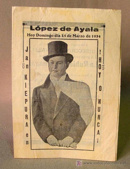 Foglietti di film di film antichi di cinema: HOY O NUNCA, UFILMS, PROGRAMA CINE, DOBLE, 1934, LITVAK, JAN KIEPURA