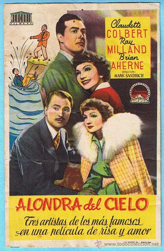 Cine: ALONDRA DEL CIELO. CLAUDETTE COLBERT, RAY MILLAND, DIR. MARK SANDRICH. - Foto 1