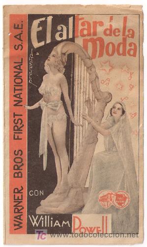 Cine: PTCC 504 EL ALTAR DE LA MODA PROGRAMA DOBLE WARNER WILLIAM POWELL BETTE DAVIS - Foto 1