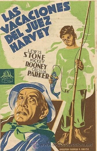 Folhetos de m&atilde;o de filmes antigos de cinema: LAS VACACIONES DEL JUEZ HARVEY  CARTELERA METRO sencilla, , CINEMA ESPA&Ntilde;A, VALENCIA