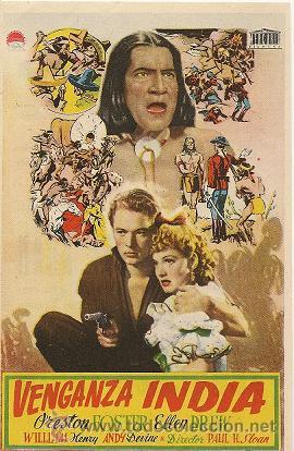 Folhetos de m&atilde;o de filmes antigos de cinema: VENGANZA INDIA   CARTELERA  MERCURIO FILMS ., pel&iacute;cula&ndash;CINE VICTORIA,ALMUSAFES , VALENCIA