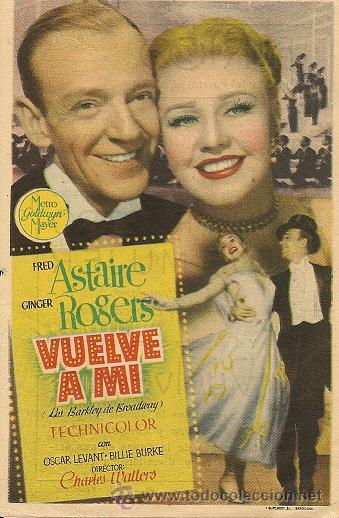 Cine: VUELVE A M&Iacute;   CARTELERA METRO sencilla,   CINE LIRICO, 1950, VALENCIA