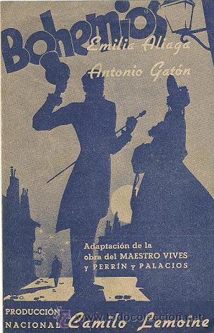 Kino: BOHEMIOS, con EMILIA ALIAGA, cine METROPOL, VALENCIA, 1940?, , DOBLE