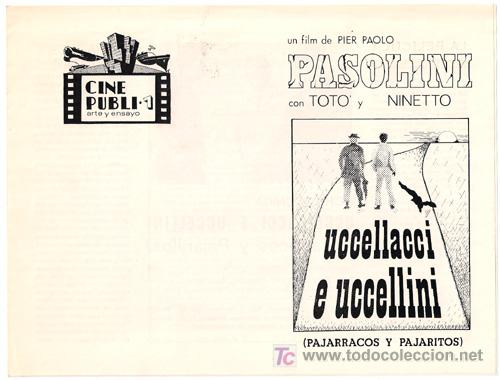 Cine: PTEB 108 PAJARRACOS Y PAJARITOS PROGRAMA DOBLE TOTO PASOLINI - Foto 1