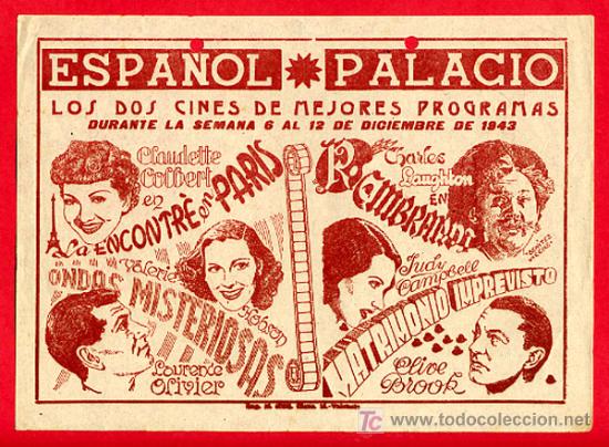 Cinema: LA ENCONTRE EN PARIS, ONDAS MISTERIOSAS, REMBRANDT, MATRIMONIO IMPUESTO, PROGRAMA LOCAL