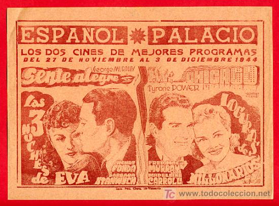 Cinema: GENTE ALEGRE, LAS 3 NOCES DE EVA, CHICAGO, LOCURAS DE MILLONARIOS, PROGRAMA LOCAL