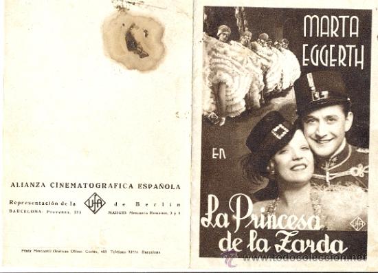Cine: LA PRINCESA DE LA ZARDA, MARTA EGGERTH - Foto 1