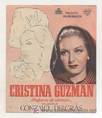 Kino: 'CRISTINA GUZMAN, PROFESORA DE IDIOMAS'. PROGRAMA DOBLE. PUBLICIDAD CINE (CENTRO VILASAN&Eacute;S). 1943.