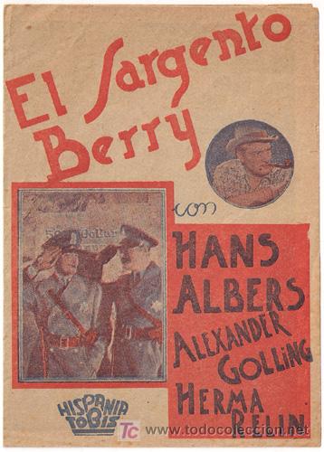 Cine: PTCC 417 EL SARGENTO BERRY PROGRAMA DOBLE HISPANIA TOBIS HANS ALBERS - Foto 1