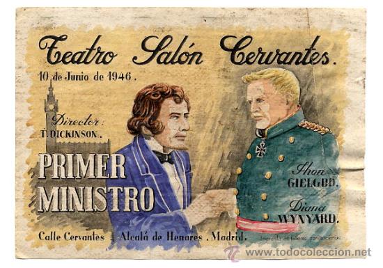 Kino: ALCALA DE HENARES 1946 CINE CERVANTES PRIMER MINISTRO PROGRAMA MANO