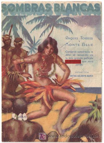 Cine: PTCC 417 SOMBRAS BLANCAS PROGRAMA DOBLE MGM RAQUEL TORRES MONTE BLUE - Foto 1