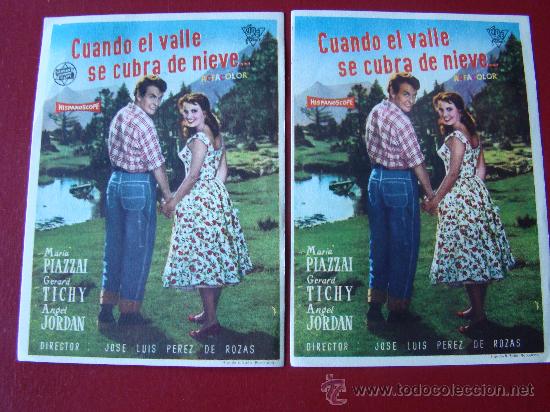 Cine: CUANDO EL VALLE SE CUBRA DE NIEVE,LOTE DOS PROGRAMAS, DISTRIBUIDORA DISTINTA. - Foto 1